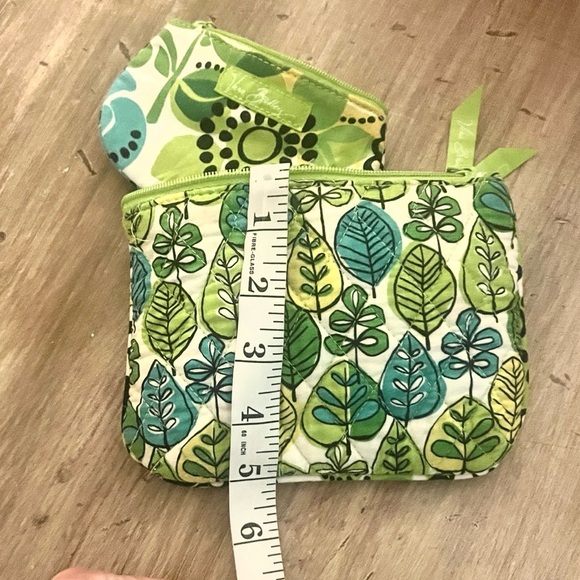 VTG Vera Bradley,Small Makeup Bag & Coin Purse, Blue, Green, Yellow Leaf Print - Picture 5 of 8